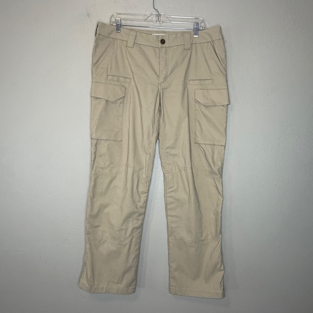 First Tactical Womens Khaki Tan Cargo Utility Pants Straight Leg Ripstop 35x30